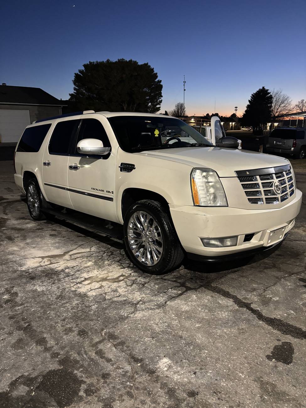 White Cadillac Escalade after a full detail