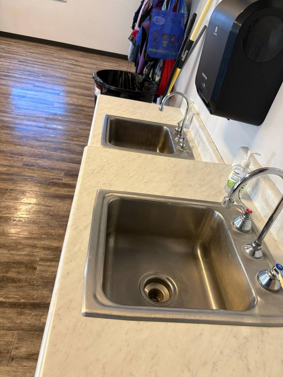Clean, sanitized sink counter and fixtures